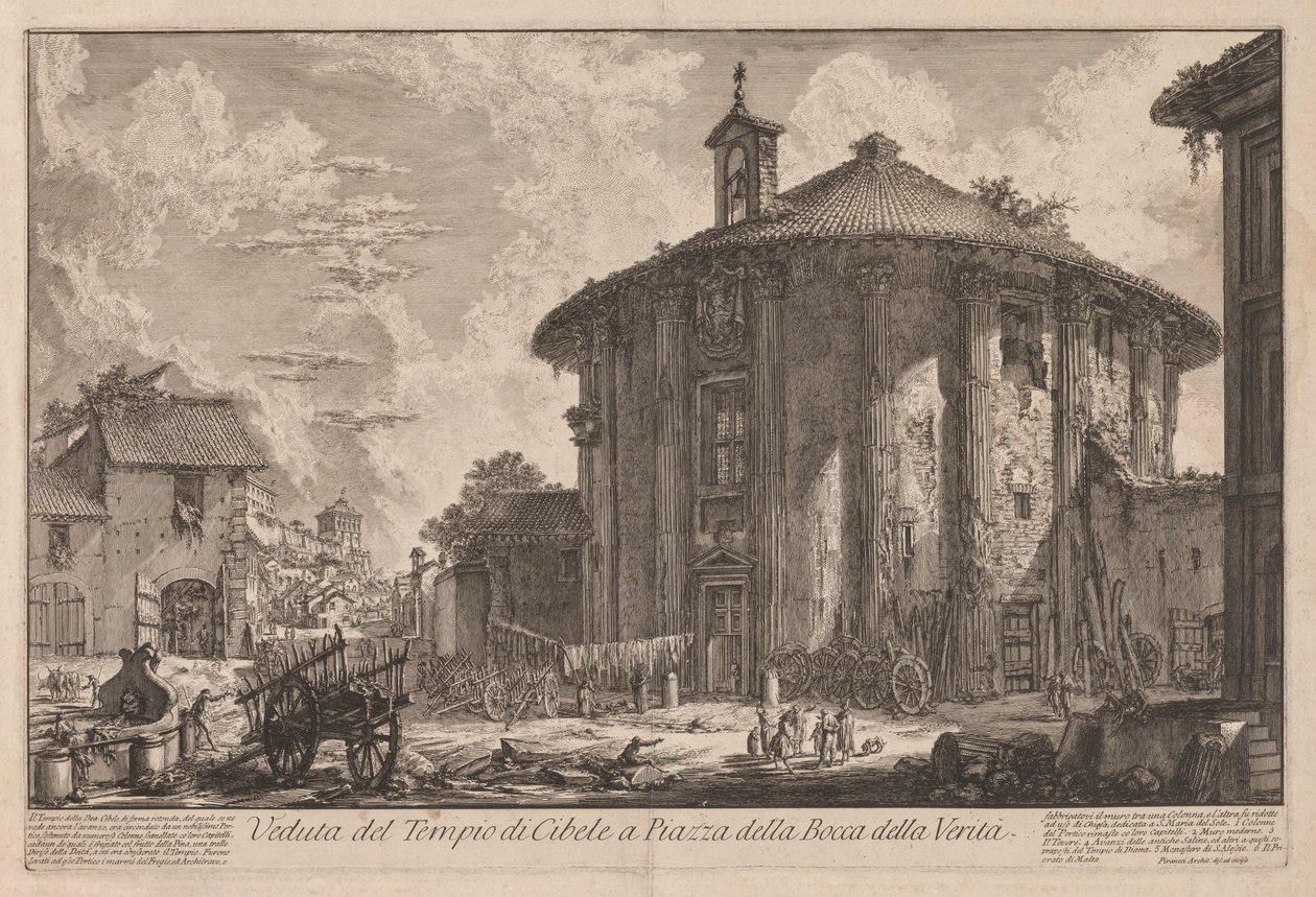 Näkymät Roomaan: Portunuksen temppeli (?) tekijältä Giovanni Battista Piranesi