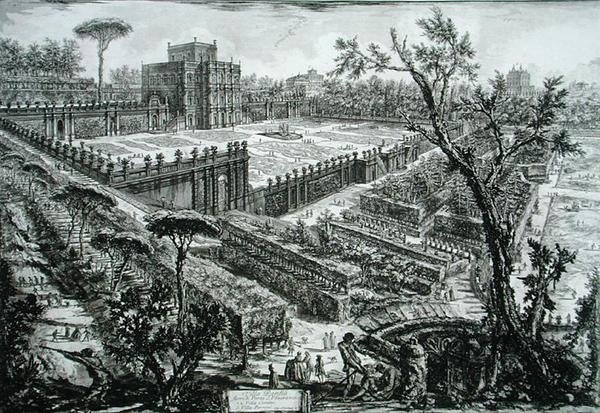 Villa Pamphili, teoksesta "Opere Varie di Architettura, Prospettive, Grotteschi, Antichita", julkaistu 1743 (kaiverrus) tekijältä Giovanni Battista Piranesi