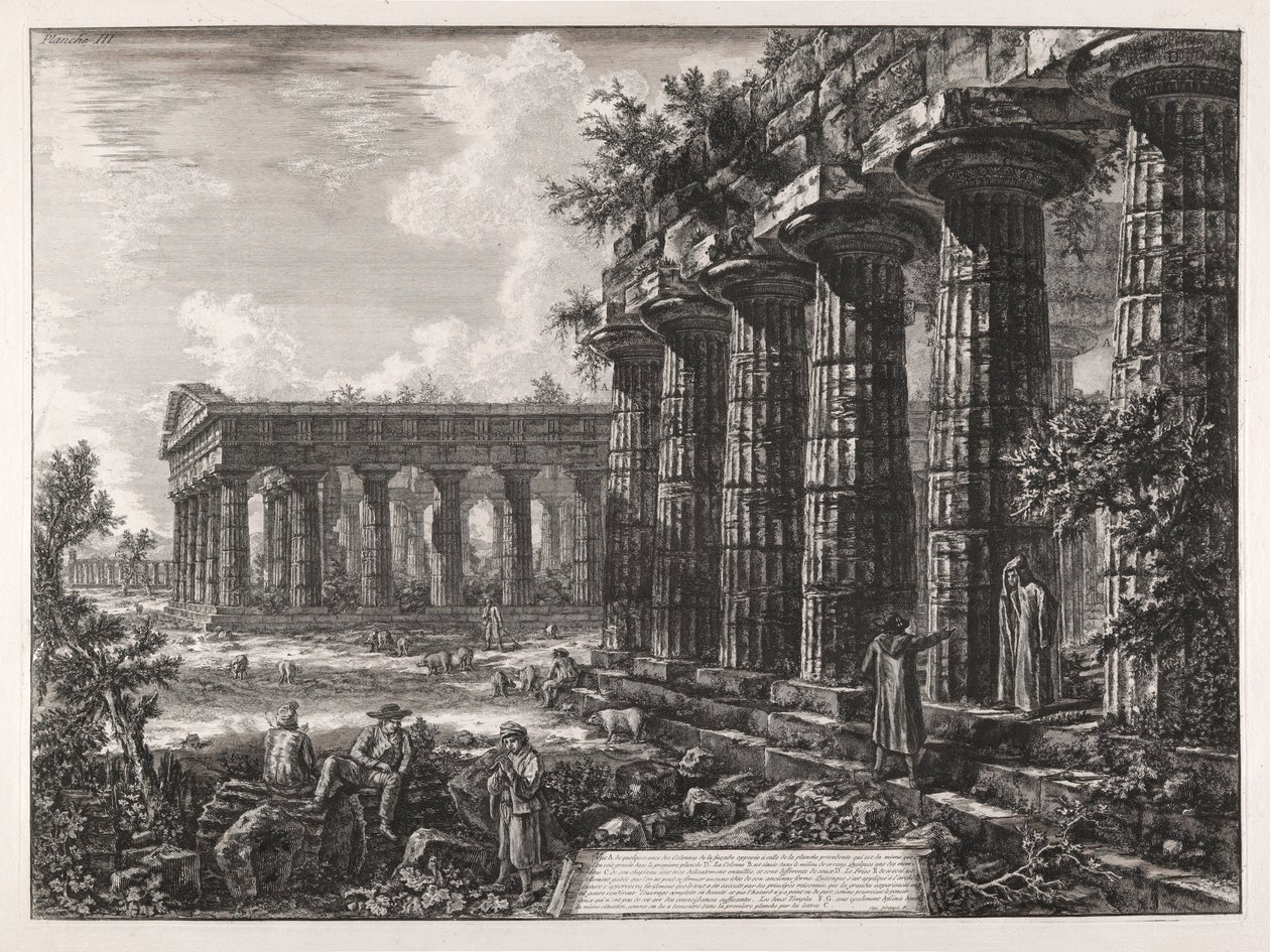 Näkymä joistakin vastakkaisen julkisivun pylväistä? edellisen levyn tekijältä Giovanni Battista Piranesi