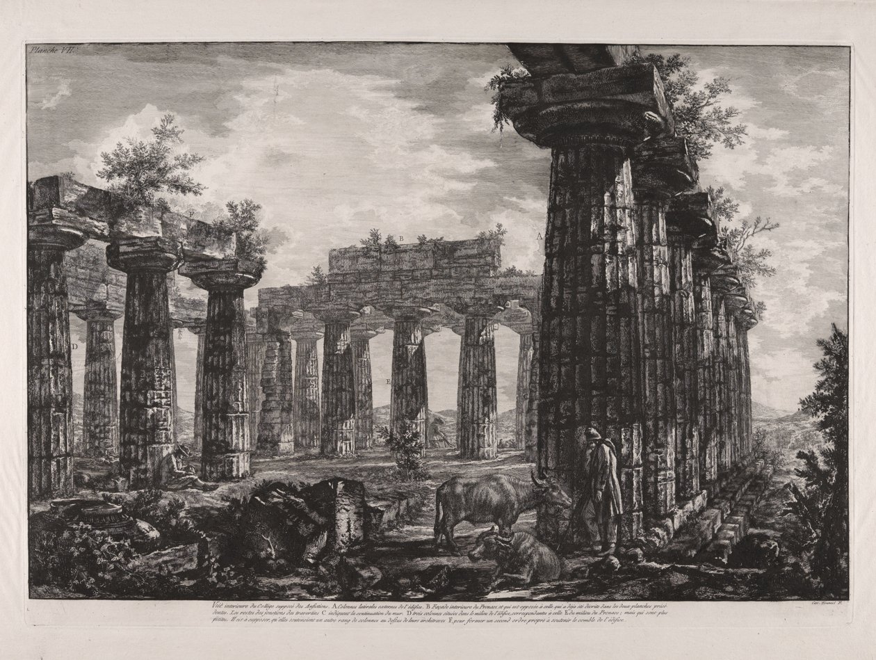Näkymä niin kutsutun amfiktyonien kollegion sisältä, teoksesta "Erilaisia näkymiä ... Pestosta" tekijältä Giovanni Battista Piranesi