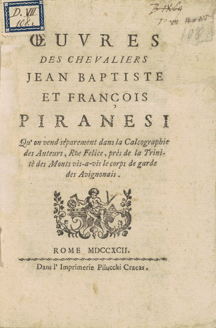 Ritarien Jean Baptisten ja François Piranesin teoksia tekijältä Giovanni Battista Piranesi, Francesco Piranesi