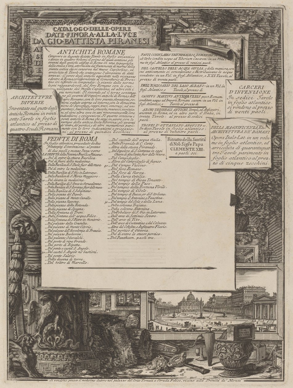 Luettelo Gio Battista Piranesin Lvcelle tähän mennessä luovuttamista teoksista tekijältä Giovanni Battista Piranesi and Francesco Piranesi