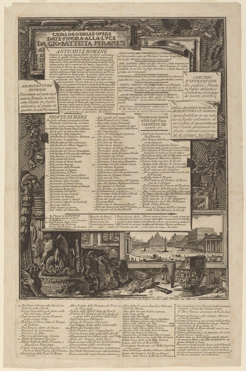 Luettelo Gio Battista Piranesin Lvcelle tähän mennessä luovuttamista teoksista tekijältä Giovanni Battista Piranesi and Francesco Piranesi
