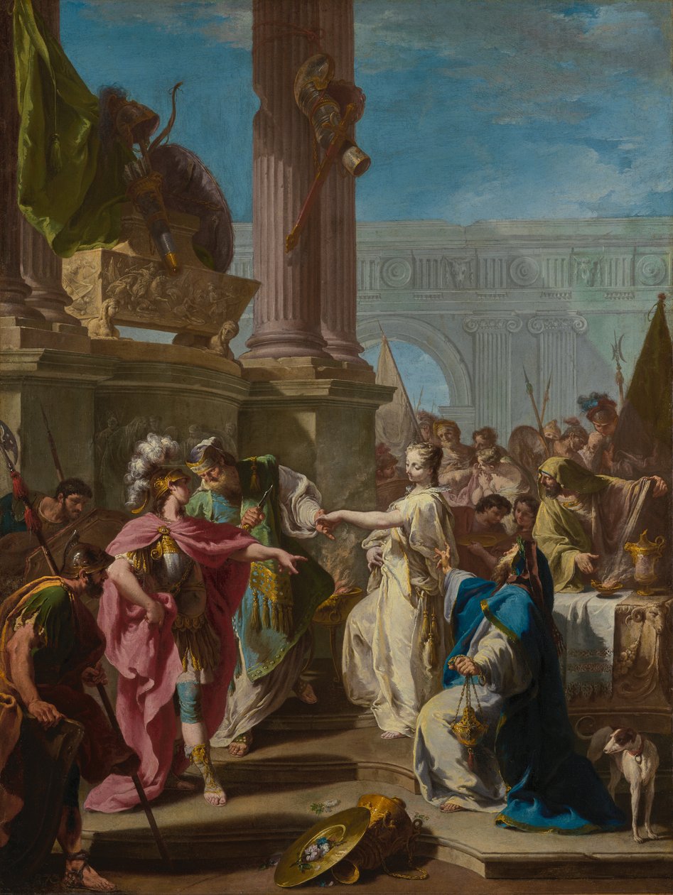 Polyksenan uhri, n. 1733-1734 (öljy kankaalle) tekijältä Giovanni Battista Pittoni