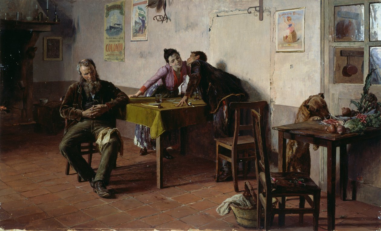 Luottamukset, Giovanni Battista Quadrone (1844-1898), öljy paneelille, 30,5x52 cm tekijältä Giovanni Battista Quadrone