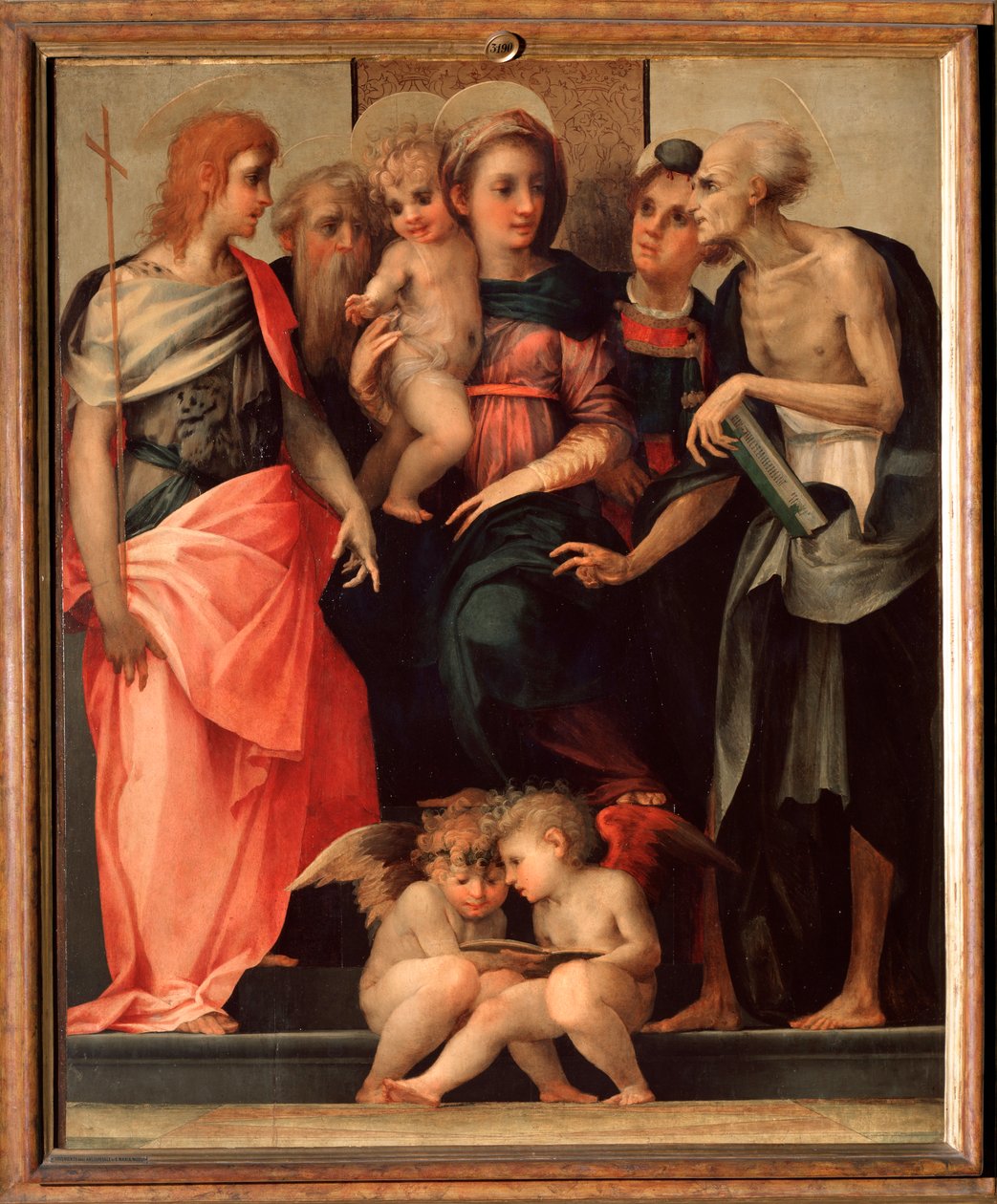 Pyhä keskustelu (Ognissanti-alttaritaulu) - tempera puulla, n. 1518 tekijältä Giovanni Battista Rosso Fiorentino