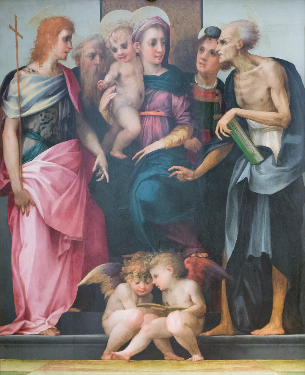 Madonna valtaistuimelle pyhimysten kanssa, Santa Maria Nuovan sairaalan alttaritaulu tekijältä Giovanni Battista Rosso Fiorentino