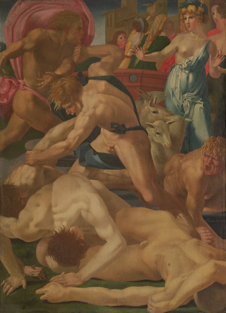 Mooses puolustaa Jetron tyttäriä, noin 1523. tekijältä Giovanni Battista Rosso Fiorentino