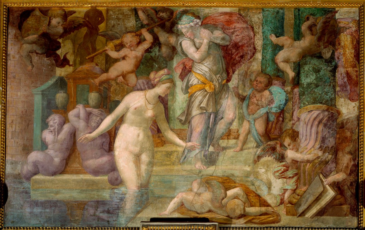 Fontainebleaun koulu: Venus suihkulähteellä. Jacopo Rosson (1494-1541) Giovanni Battistan maalaus tekijältä Giovanni Battista Rosso Fiorentino