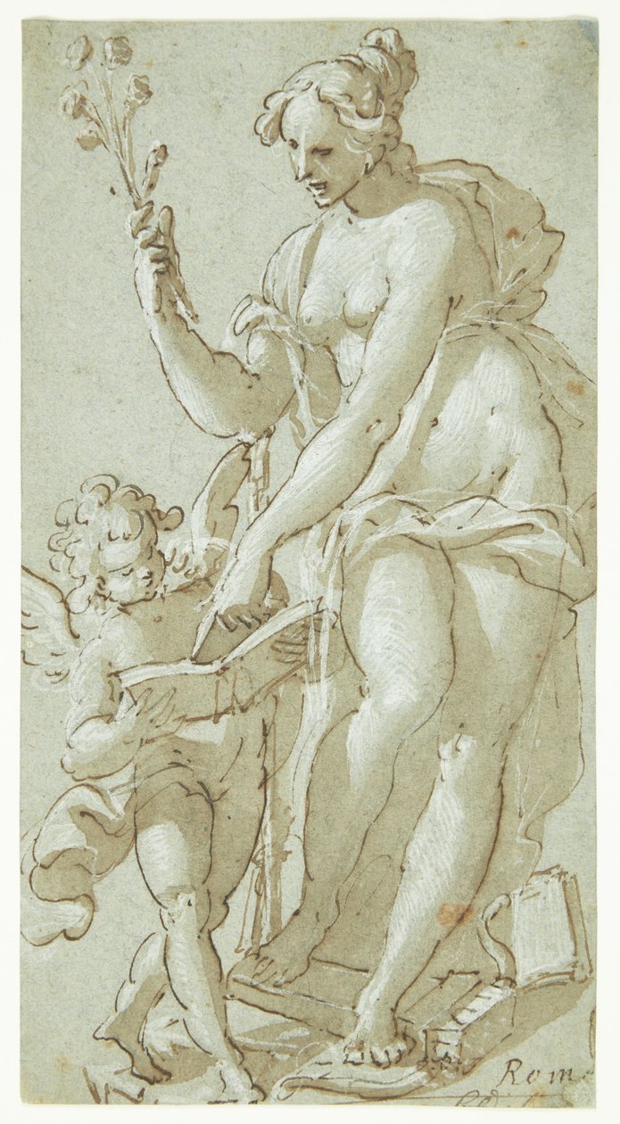 Venus opettaa Cupidoa, joka lukee kirjaa tekijältä Giovanni Battista Rovere