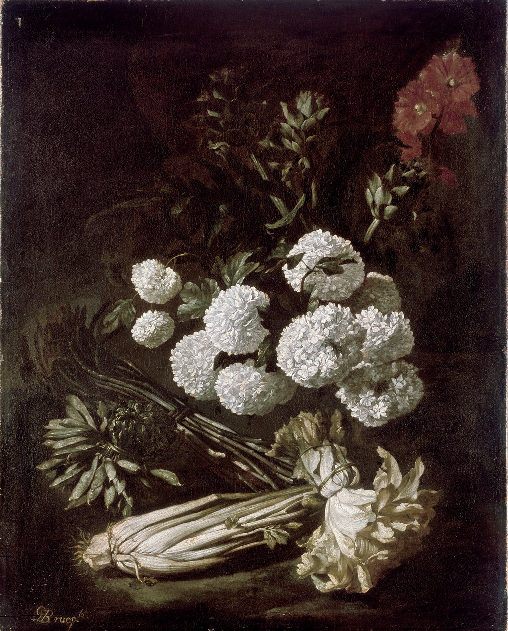 Kukkien ja vihannesten asetelma, 1650-luku tekijältä Giovanni Battista Ruoppolo
