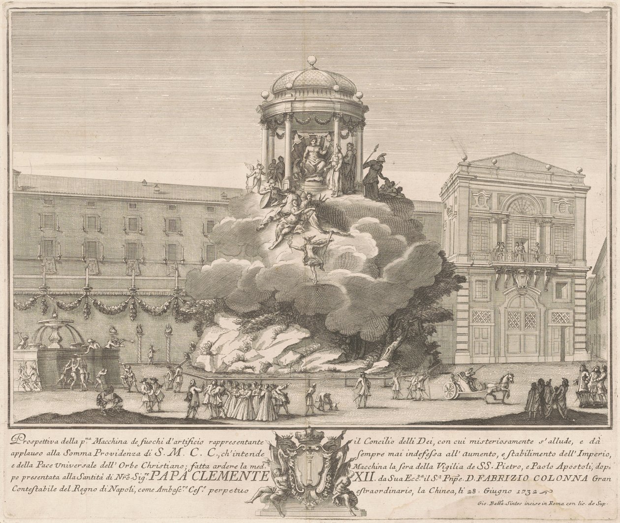 Kiinan Prima Macchina 1732: Jumalten neuvosto tekijältä Giovanni Battista Sintes, after Nicola Michetti