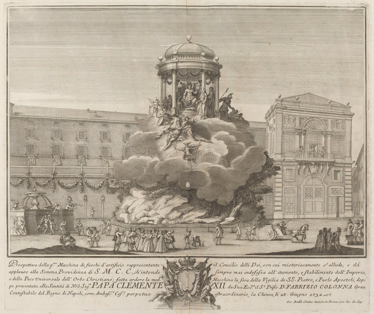 Jumalten neuvosto "Chinea" -festivaalille tekijältä Giovanni Battista Sintes probably after Nicola Michetti