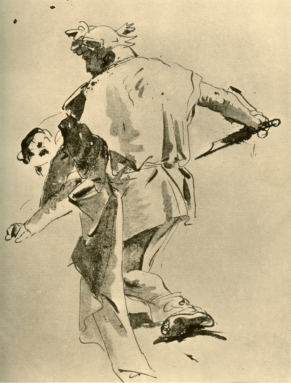 Mies puukotti poikaa, 1700-luvun puoliväli, 1928 tekijältä Giovanni Battista Tiepolo