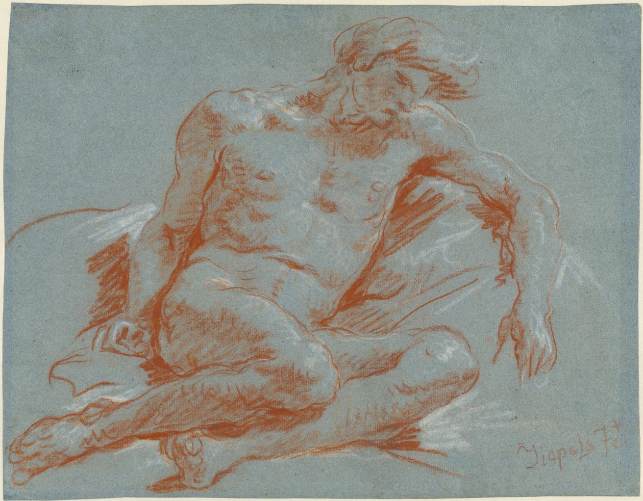 Istuva alaston mies tekijältä Giovanni Battista Tiepolo