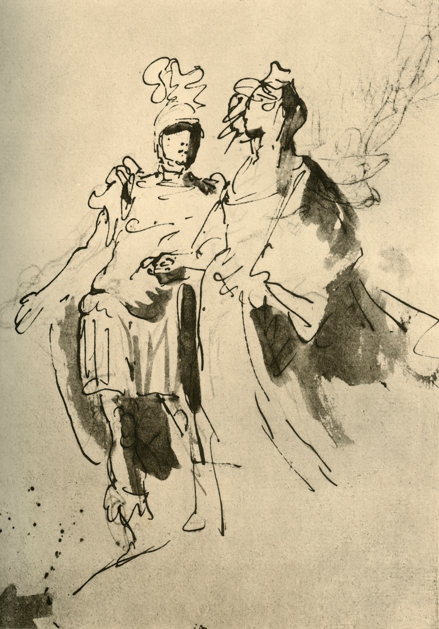 Sotilas ja nainen, 1700-luvun alkupuoli, 1928 tekijältä Giovanni Battista Tiepolo