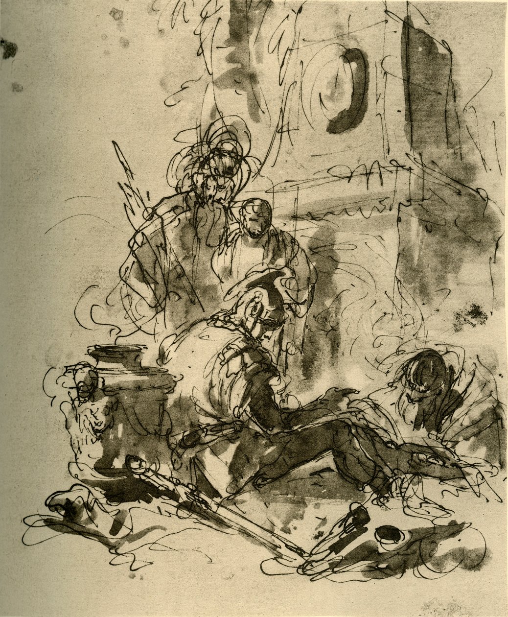 Istuva sotilas, 1700-luvun puoliväli, 1928 tekijältä Giovanni Battista Tiepolo