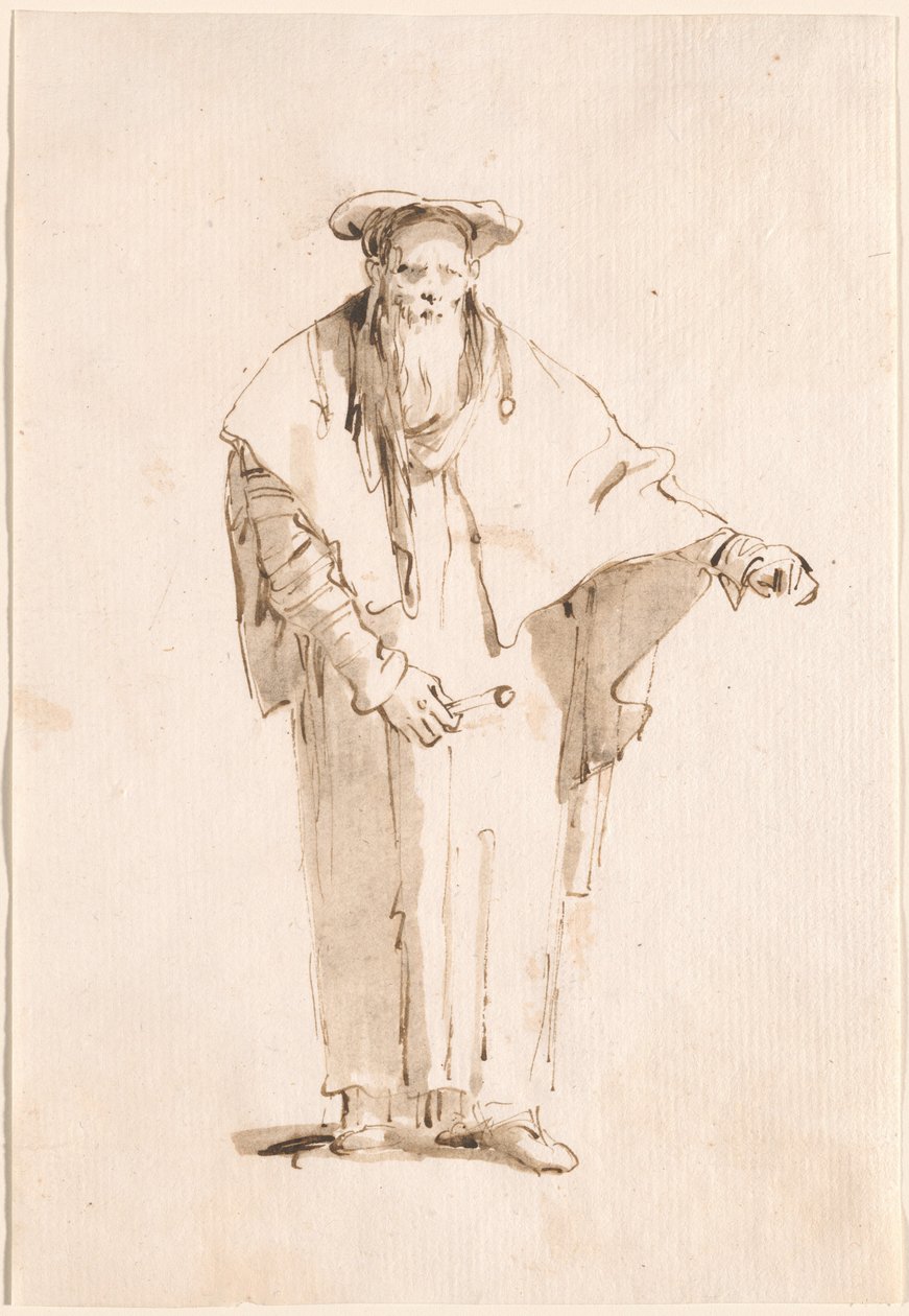 Pysyvä itämainen pitelee sauvaa tekijältä Giovanni Battista Tiepolo