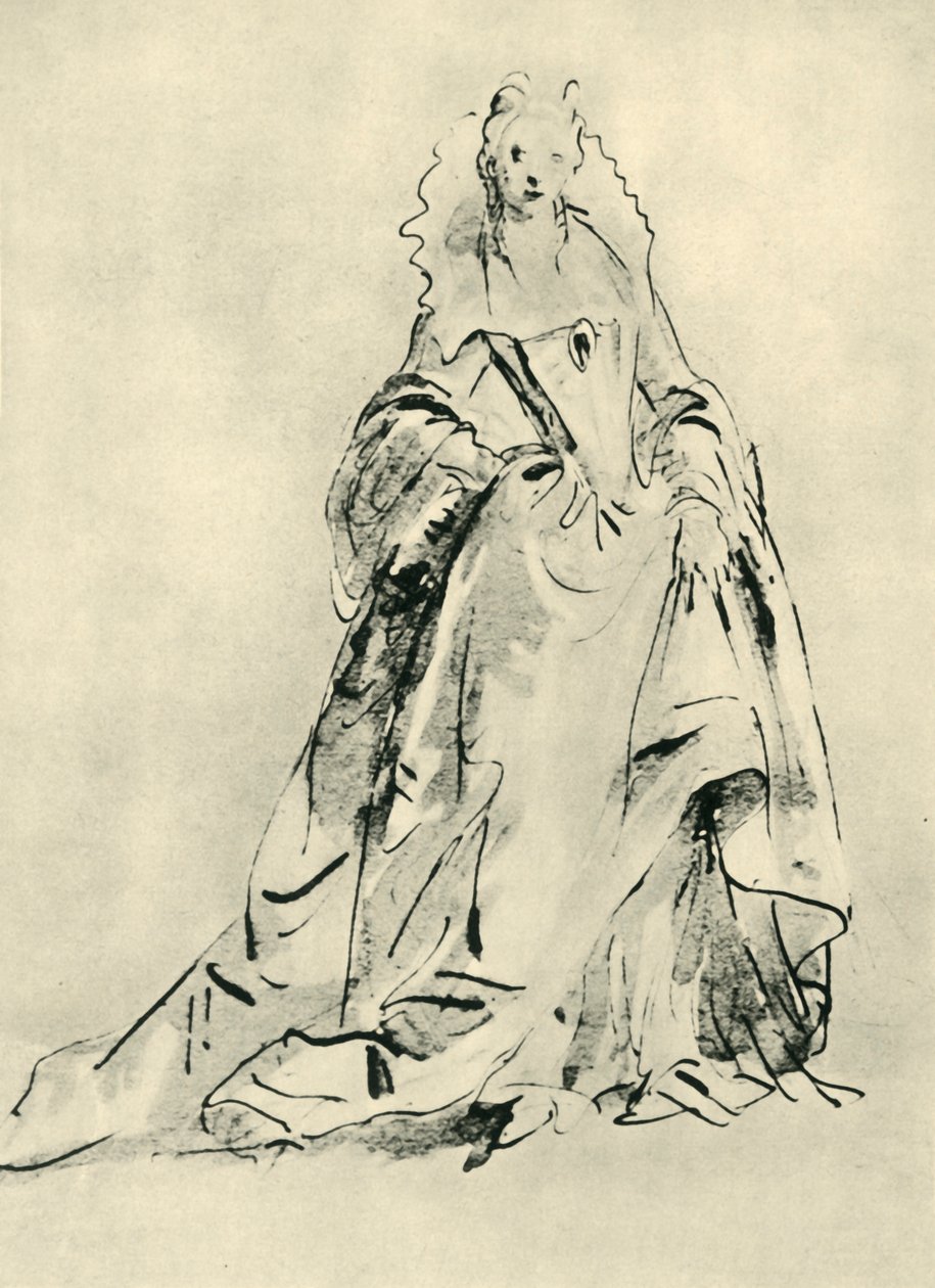 Nainen, jolla on korkea kaulus ja terävä liivi, 1700-luvun alku, 1943. tekijältä Giovanni Battista Tiepolo