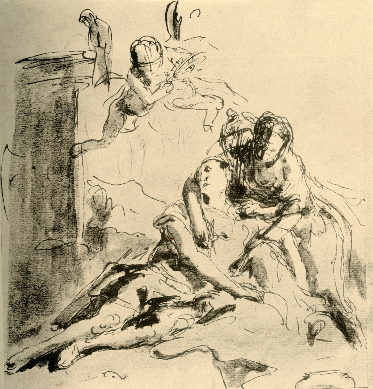 Angelica hoitaa Medorin haavoja, c1757, 1928 tekijältä Giovanni Battista Tiepolo