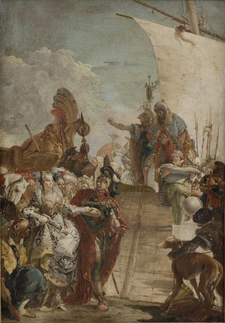 Anthony johtaa Cleopatraa aluksella tekijältä Giovanni Battista Tiepolo