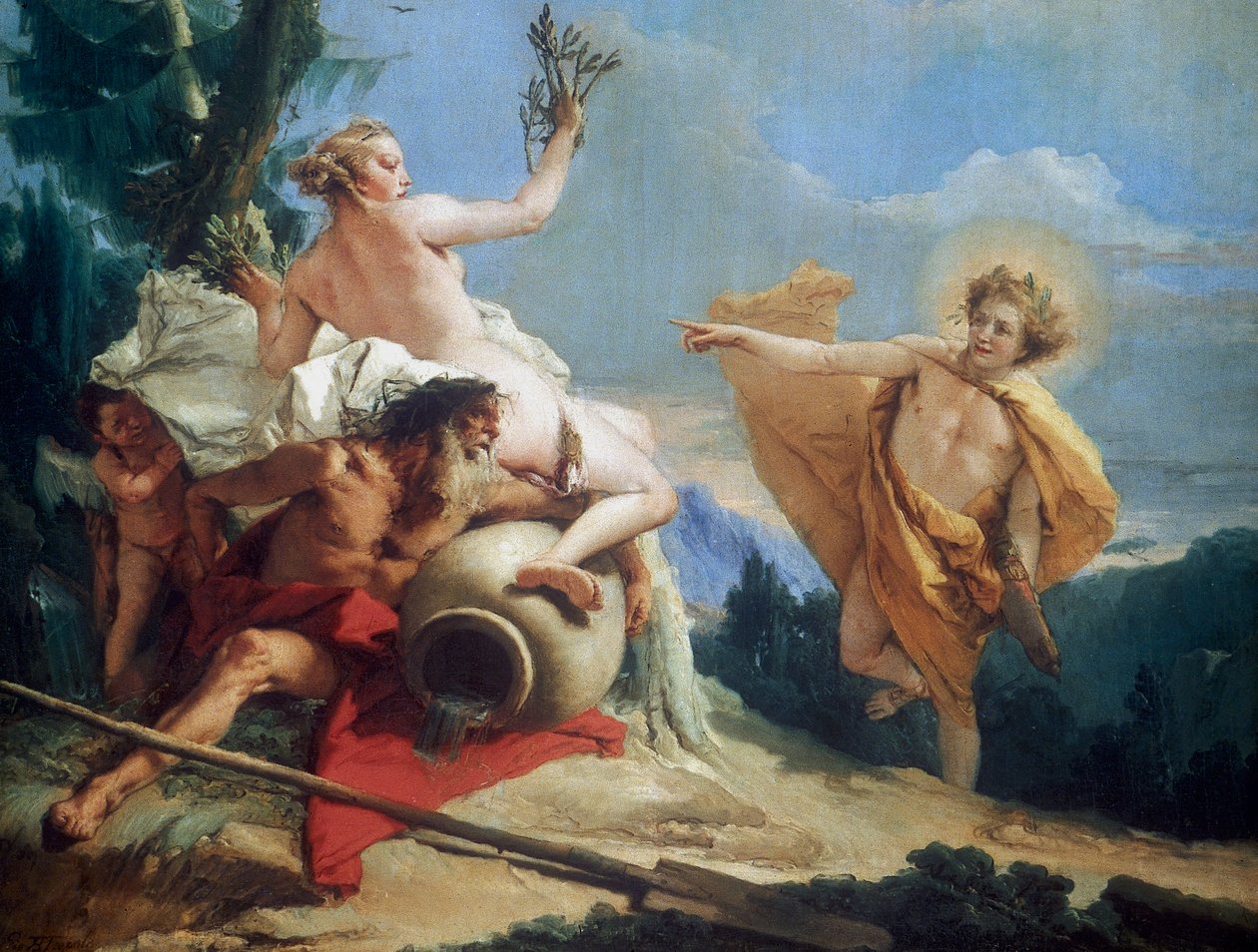 Apollo jahtaa Daphnea, c1755-1760 tekijältä Giovanni Battista Tiepolo