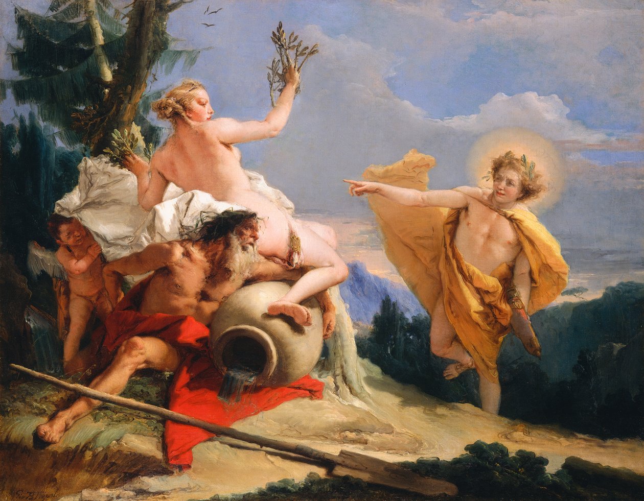 Apollo jahtaa Daphnea, n. 1755-1760 tekijältä Giovanni Battista Tiepolo