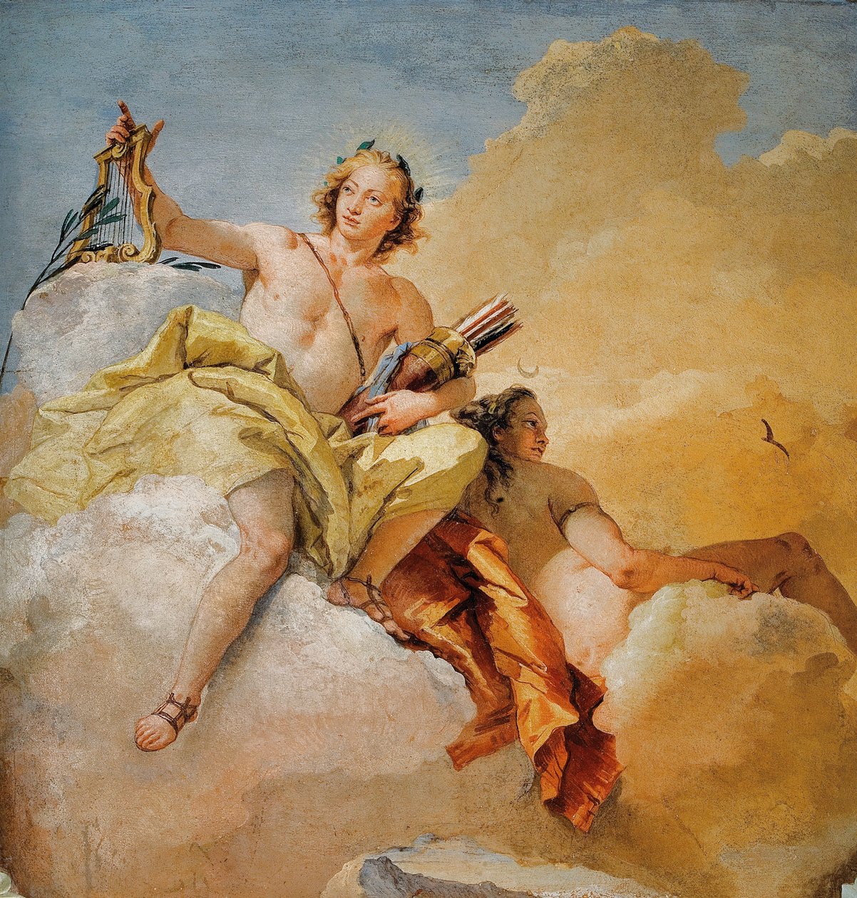 Apollo ja Diana, Olympian jumalien huoneesta Foresteriassa (vierastalo) 1757 tekijältä Giovanni Battista Tiepolo