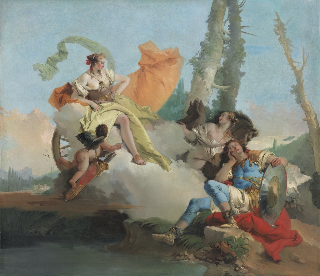 Armida kohtaa nukkuvan Rinaldon, 1742-45 tekijältä Giovanni Battista Tiepolo