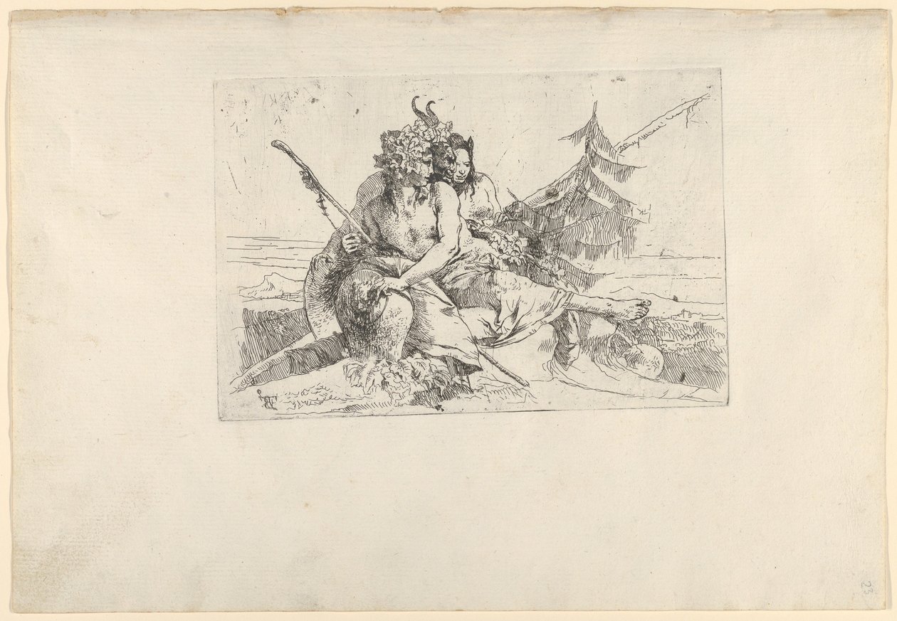 Bacchant, Satyr ja Fauness, Scherzistä, n. 1740. tekijältä Giovanni Battista Tiepolo