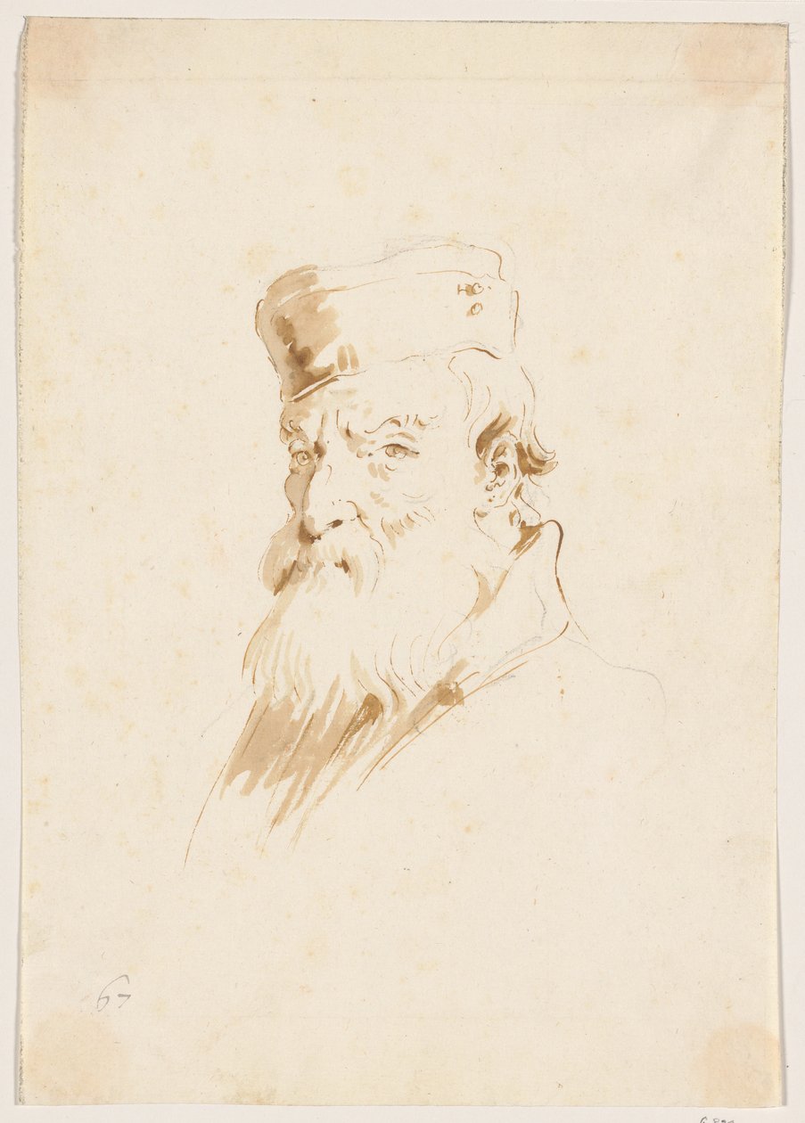 Partainen mies, jolla on lippalakki päässä tekijältä Giovanni Battista Tiepolo