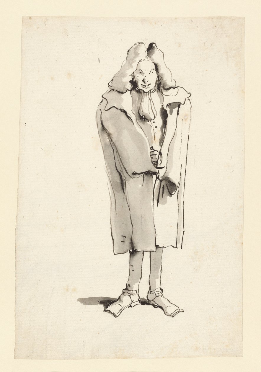Karikatyyri miehestä, joka käyttää päällystakkia tekijältä Giovanni Battista Tiepolo