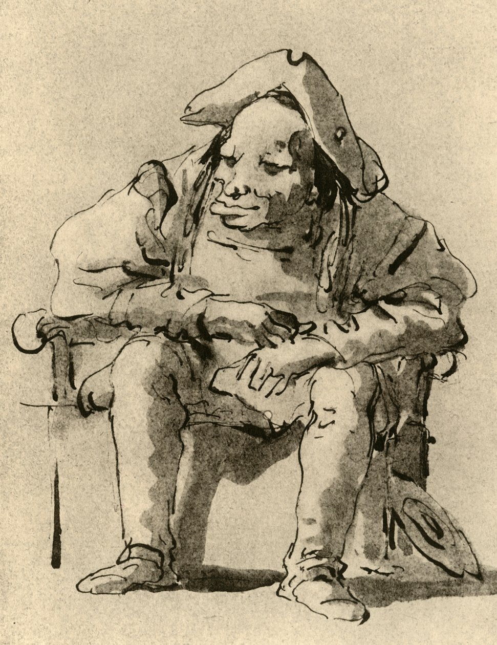 Karikatyyri istuvasta miehestä, 1700-luvun puoliväli, 1928 tekijältä Giovanni Battista Tiepolo