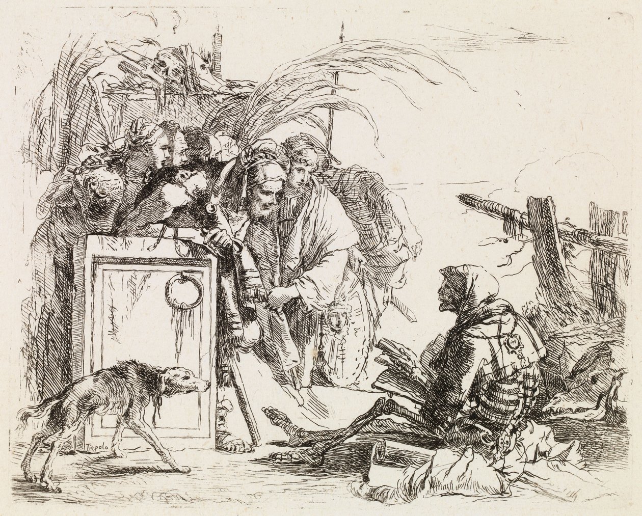 Kuolema ottaa vastaan, teoksesta "Vari Capricci" tekijältä Giovanni Battista Tiepolo