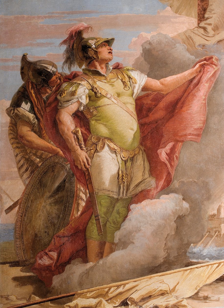 Yksityiskohta Aeneas, Venuksen jäähyväiset Aenealle, Aeneis-huoneesta Palazzinassa, 1757 tekijältä Giovanni Battista Tiepolo