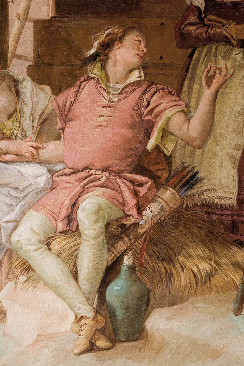 Yksityiskohta Medorosta Angelicasta ja Medorosta lähtemässä talonpoikien luo, Orlando Furioson huoneesta Palazzinassa, 1757 tekijältä Giovanni Battista Tiepolo