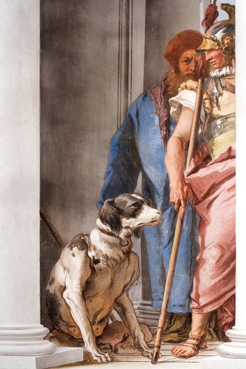 Yksityiskohta Kreikan laivastosta Aulisissa, Palazzinan sisääntuloaulassa, 1757 tekijältä Giovanni Battista Tiepolo