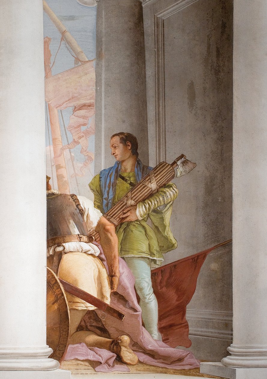 Yksityiskohta Kreikan laivastosta Aulisissa, Palazzinan sisääntuloaulassa, 1757 tekijältä Giovanni Battista Tiepolo