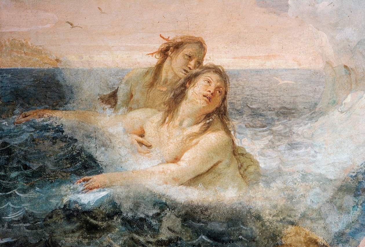 Yksityiskohta Thetisista, Thetis lohduttaa poikaansa Achilleusta, Iliaksen huoneesta Palazzinassa, 1757 tekijältä Giovanni Battista Tiepolo