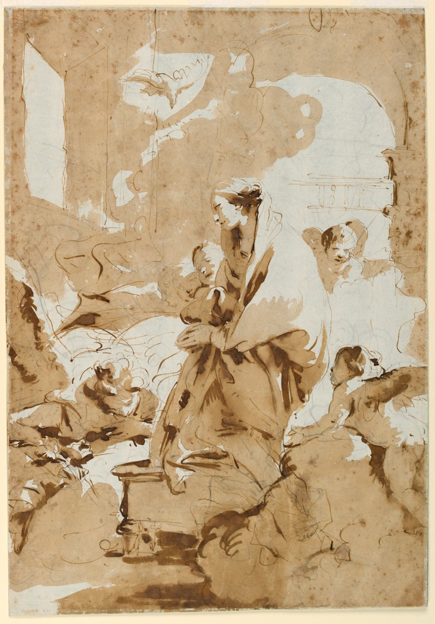 Piirros, Marian ilmestys, n. 1732. tekijältä Giovanni Battista Tiepolo
