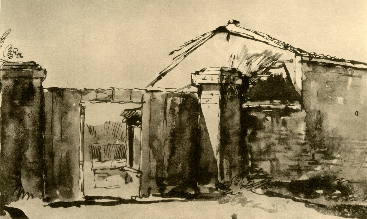 Sisäänkäynti maatilapihalle, 1700-luvun puoliväli, 1928 tekijältä Giovanni Battista Tiepolo