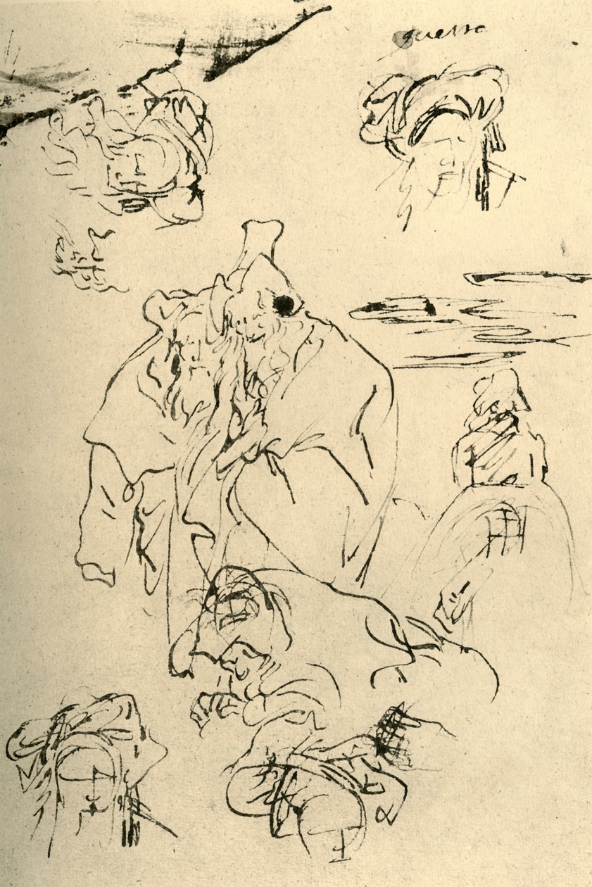 Itämaisten hahmoja ja päitä, 1700-luvun puoliväli, 1928 tekijältä Giovanni Battista Tiepolo