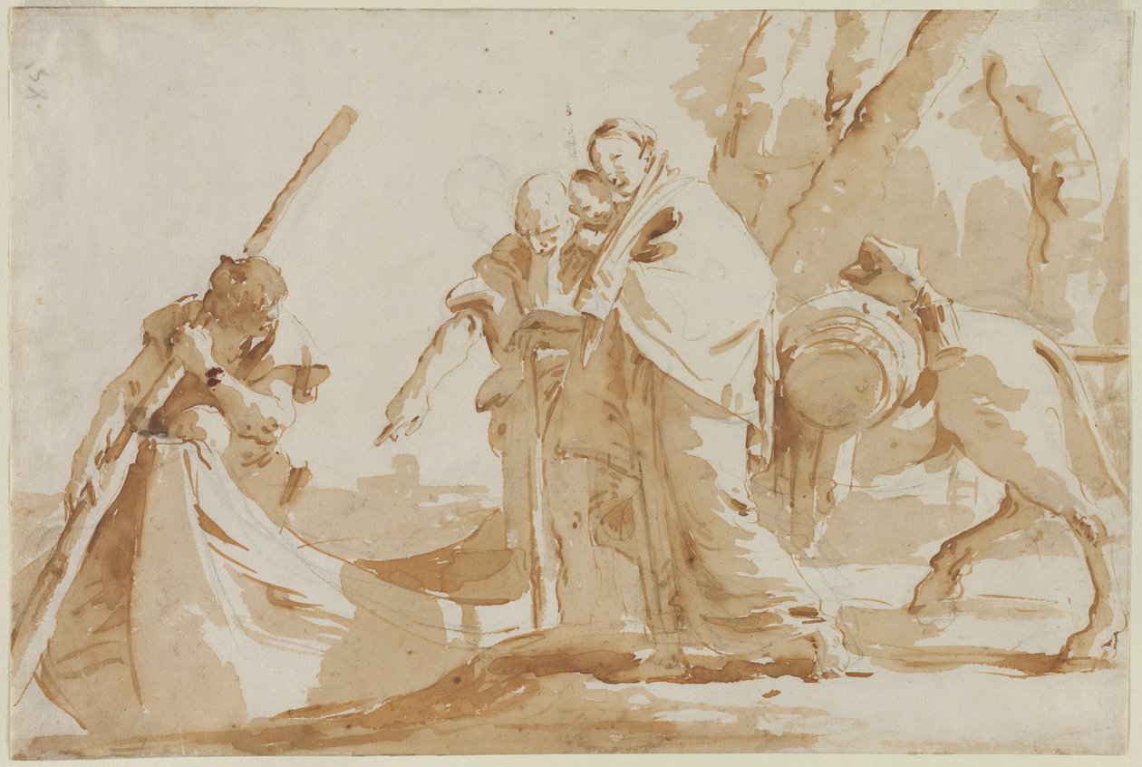Lento Egyptiin: Pyhän perheen maihinnousu tekijältä Giovanni Battista Tiepolo