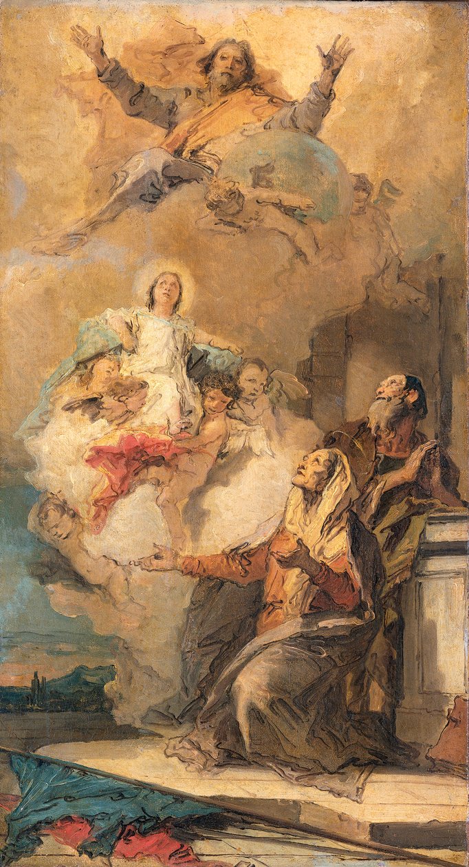 Jumala Isä lähettää Neitsyt Marian vanhempiensa Joakimin ja Annan luokse Vaihtoehtoinen nimi(t):  

Annan näky tekijältä Giovanni Battista Tiepolo