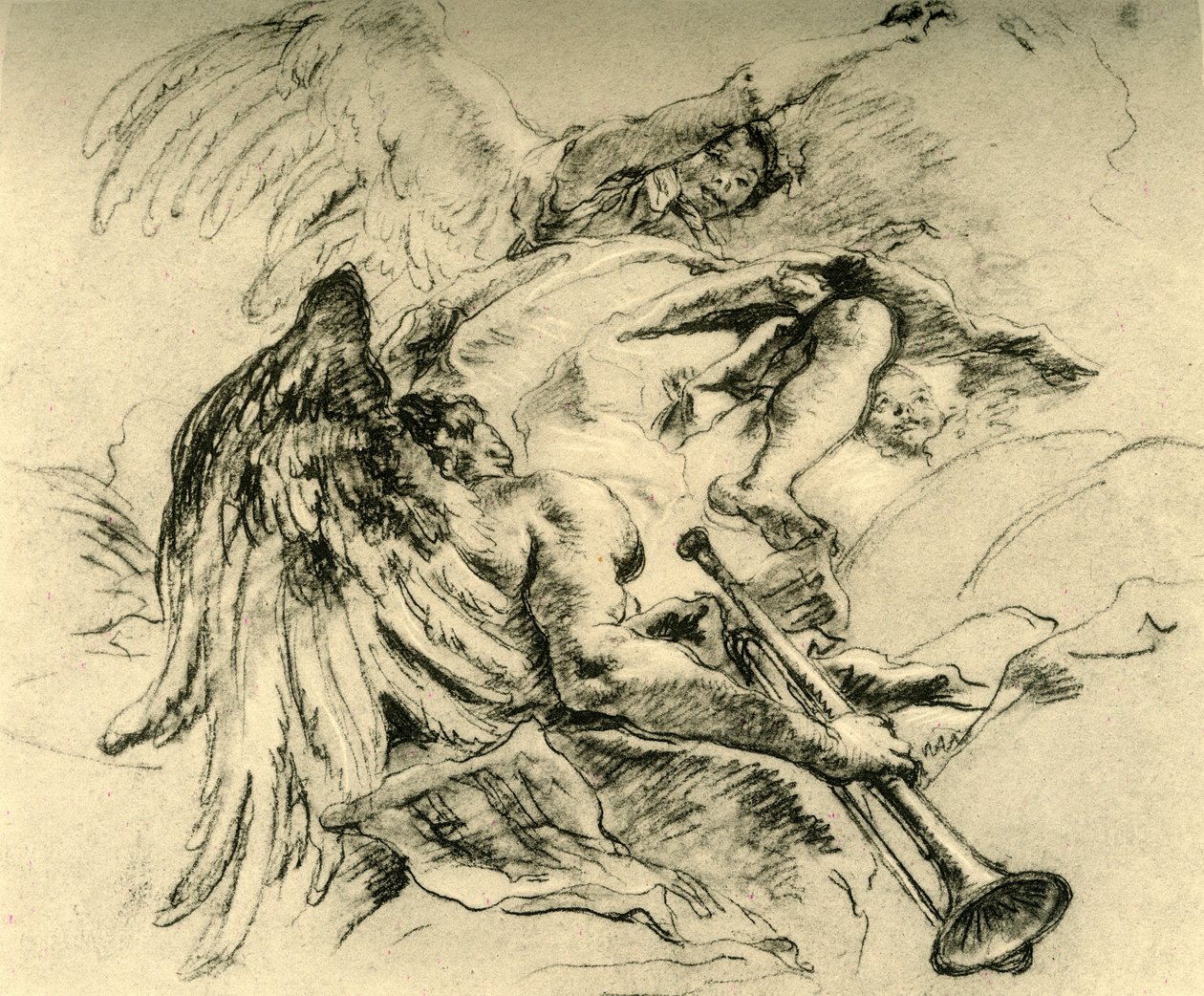 Enkeliryhmä, c1754, 1928 tekijältä Giovanni Battista Tiepolo