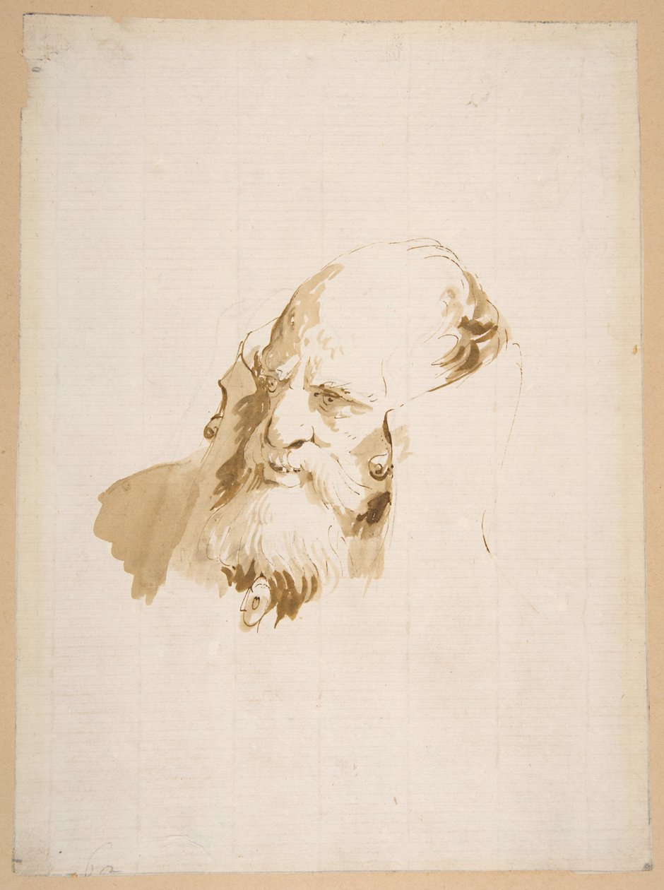 Korkeakauluksisen miehen pää tekijältä Giovanni Battista Tiepolo