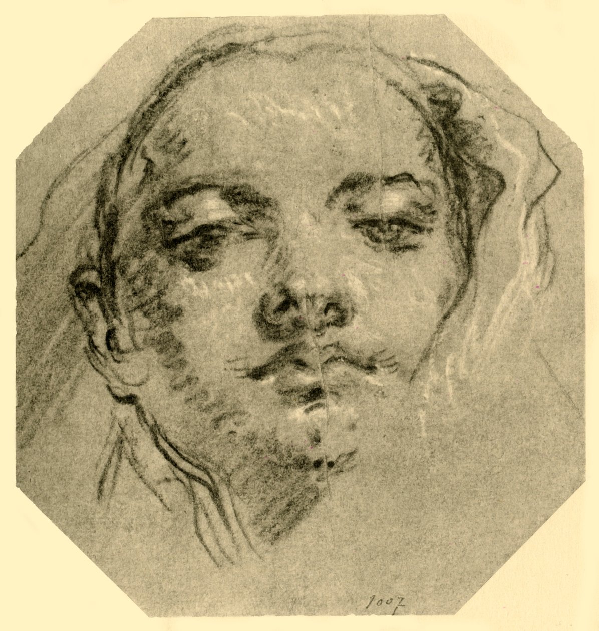 Naisen pää, c1739-c1744, 1928 tekijältä Giovanni Battista Tiepolo
