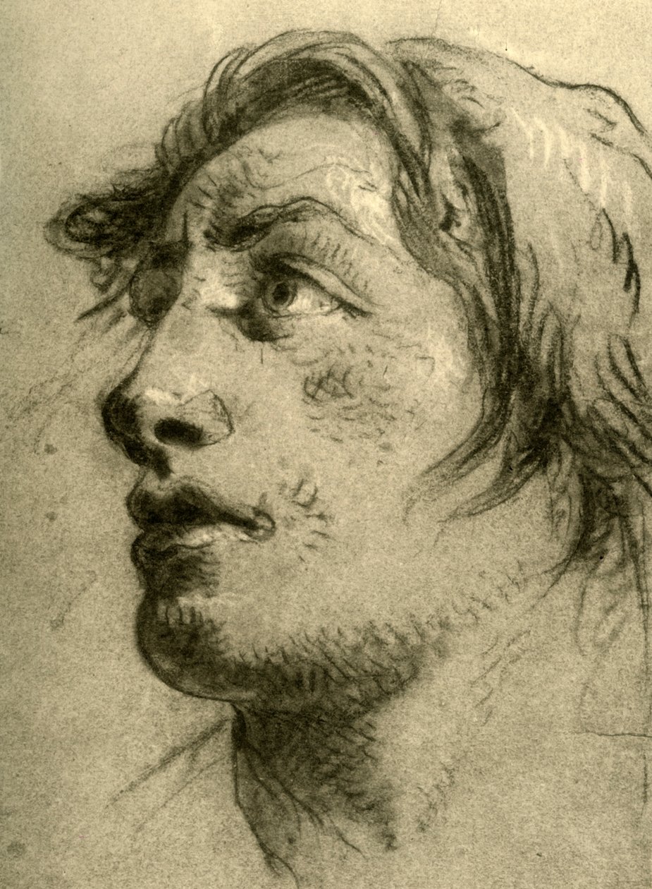 Nuoren päällikkö, melkein profiilissa ja katse ylöspäin, 1700-luvun puoliväli, 1928 tekijältä Giovanni Battista Tiepolo
