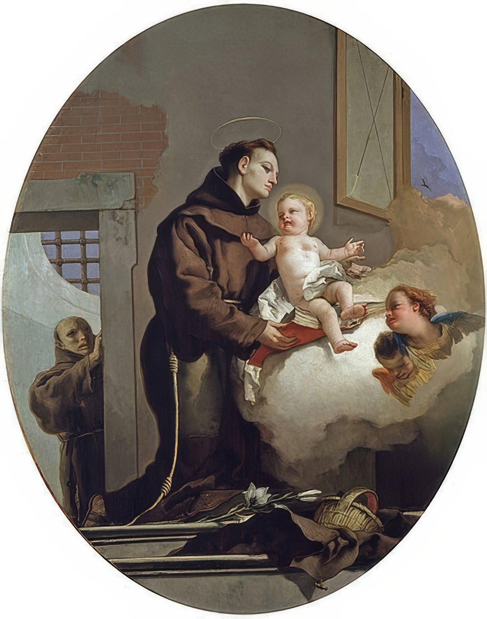 Pyhä Anthony Padovalainen Jeesuksen vauvan kanssa. 1767-69 tekijältä Giovanni Battista Tiepolo