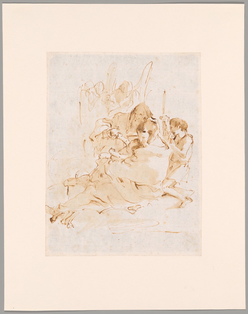 Pyhä perhe ja Johannes ja kaksi enkeliä tekijältä Giovanni Battista Tiepolo
